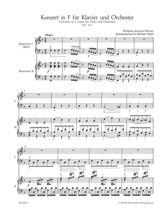 Concerto for Piano and Orchestra Nr. 11 in F major K. 413(387a) 莫札特 協奏曲 鋼琴 管弦樂團 騎熊士版 | 小雅音樂 Hsiaoya Music