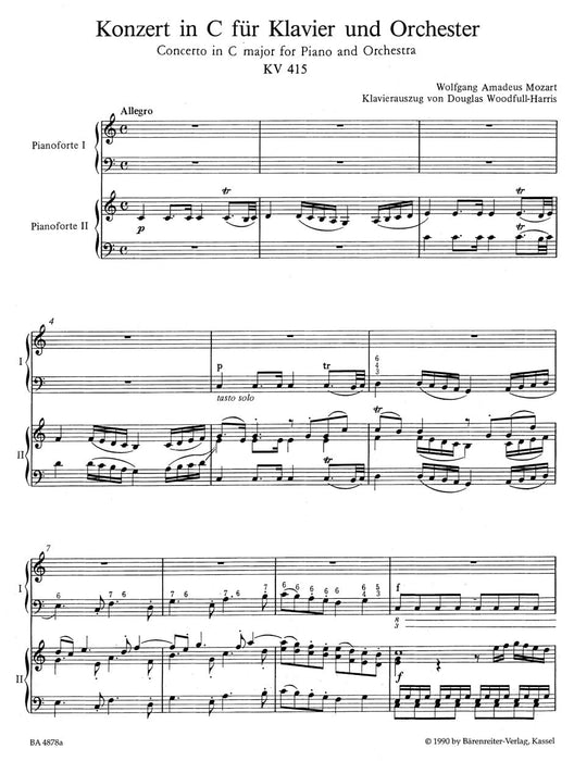 Concerto for Piano and Orchestra Nr. 13 C major K. 415 (387b) 莫札特 協奏曲 鋼琴 管弦樂團 騎熊士版 | 小雅音樂 Hsiaoya Music