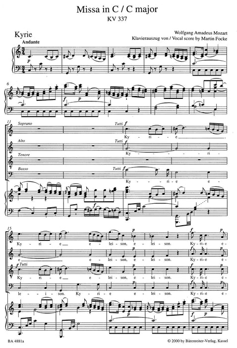 Missa C major K. 337 "Missa solemnis" 莫札特 騎熊士版 | 小雅音樂 Hsiaoya Music