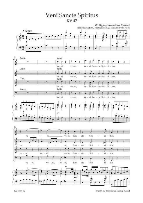 Veni Sancte Spiritus K. 47 莫札特 騎熊士版 | 小雅音樂 Hsiaoya Music