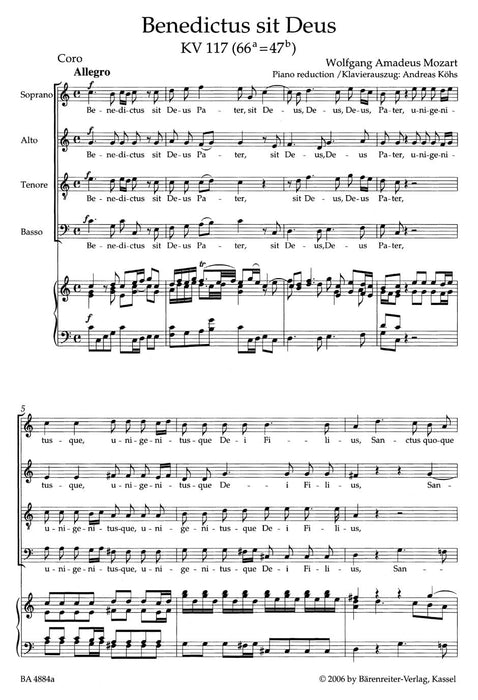 Benedictus sit Deus K. 117 (66a=47b) 莫札特 騎熊士版 | 小雅音樂 Hsiaoya Music