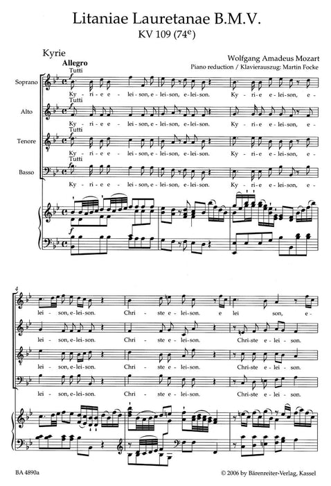Litaniae Lauretanae B. M. V. B-flat major K. 109 (74e) 莫札特 騎熊士版 | 小雅音樂 Hsiaoya Music