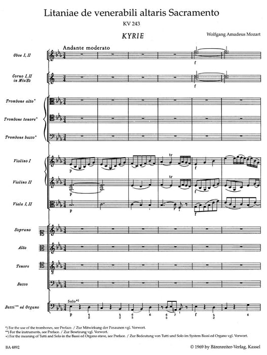 Litaniae de venerabili altaris Sacramento E-flat major K. 243 莫札特 騎熊士版 | 小雅音樂 Hsiaoya Music