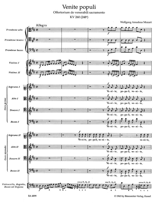 Venite populi K. 260 (248a) -Offertorium de venerabili sacramento- Offertorium de venerabili sacramento 莫札特 騎熊士版 | 小雅音樂 Hsiaoya Music