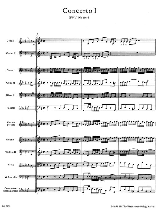 Brandenburg Concerto Nr. 1 F major BWV 1046 巴赫約翰瑟巴斯提安 布蘭登堡協奏曲 騎熊士版 | 小雅音樂 Hsiaoya Music