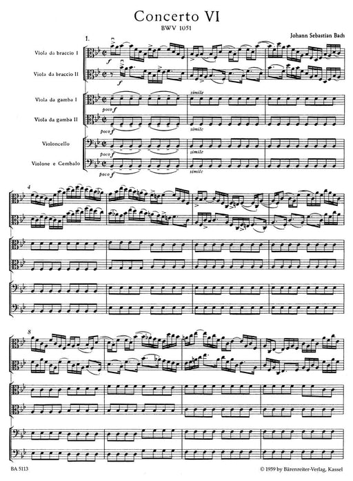 Brandenburg Concerto Nr. 6 B-flat major BWV 1051 巴赫約翰瑟巴斯提安 布蘭登堡協奏曲 騎熊士版 | 小雅音樂 Hsiaoya Music