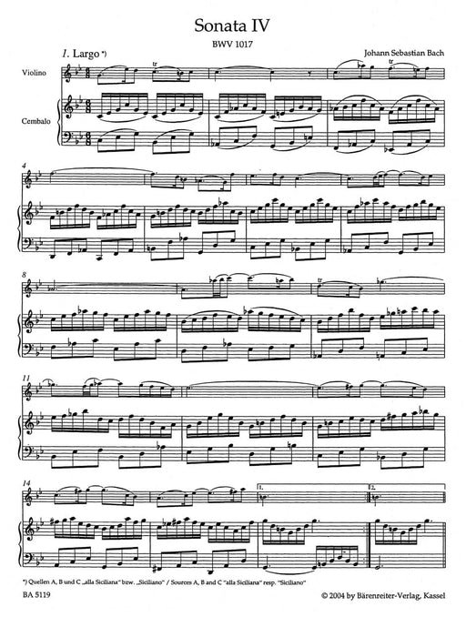 Six Sonatas for Violin and Obbligato Harpsichord BWV 1017-1019 -Sonatas IV-VI- (Volume II) Sonatas IV-VI 巴赫約翰瑟巴斯提安 奏鳴曲 小提琴 大鍵琴 奏鳴曲 騎熊士版 | 小雅音樂 Hsiaoya Music