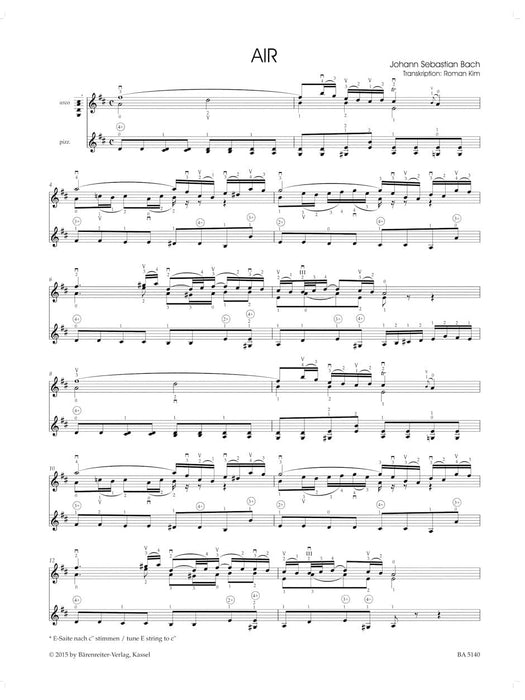 Air (Arranged for violin solo) (from the Orchestral suite BWV 1068) 巴赫約翰瑟巴斯提安 小提琴 獨奏 組曲 騎熊士版 | 小雅音樂 Hsiaoya Music