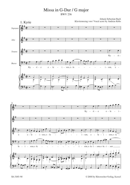 Mass G major BWV 236 "Lutheran Mass 4" 巴赫約翰瑟巴斯提安 彌撒曲 騎熊士版 | 小雅音樂 Hsiaoya Music