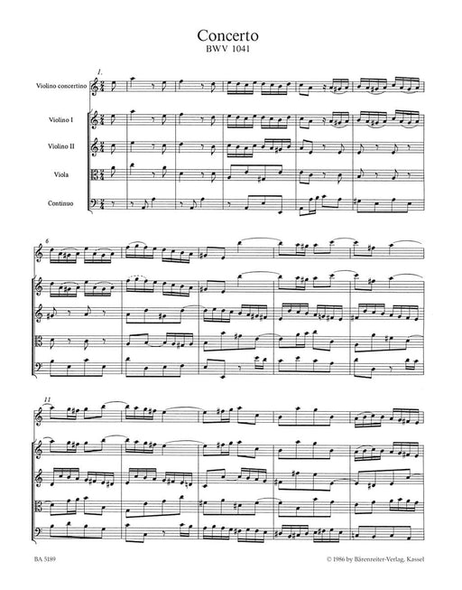 Concerto for Violin, Strings and Basso Continuo A minor BWV 1041 巴赫約翰瑟巴斯提安 協奏曲 小提琴 弦樂 騎熊士版 | 小雅音樂 Hsiaoya Music