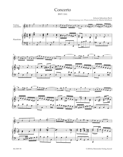Concerto for Violin, Strings and Basso Continuo A minor BWV 1041 巴赫約翰瑟巴斯提安 協奏曲 小提琴 弦樂 騎熊士版 | 小雅音樂 Hsiaoya Music