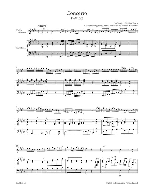 Concerto for Violin, Strings and Basso Continuo E major BWV 1042 巴赫約翰瑟巴斯提安 協奏曲 小提琴 弦樂 騎熊士版 | 小雅音樂 Hsiaoya Music