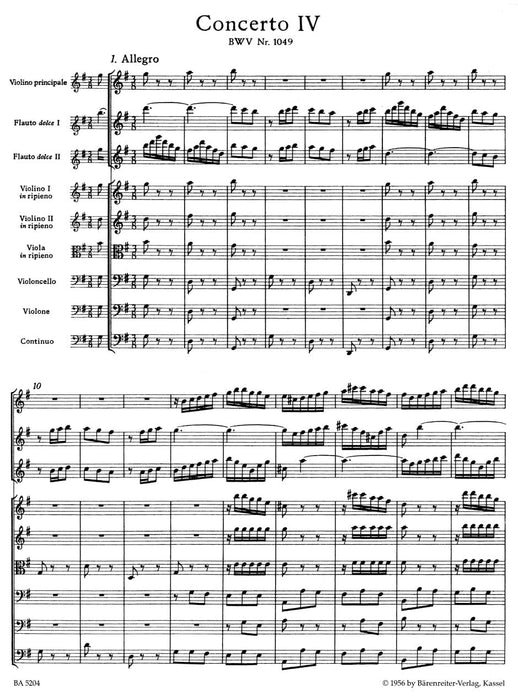 Brandenburg Concerto Nr. 4 G major BWV 1049 巴赫約翰瑟巴斯提安 布蘭登堡協奏曲 騎熊士版 | 小雅音樂 Hsiaoya Music