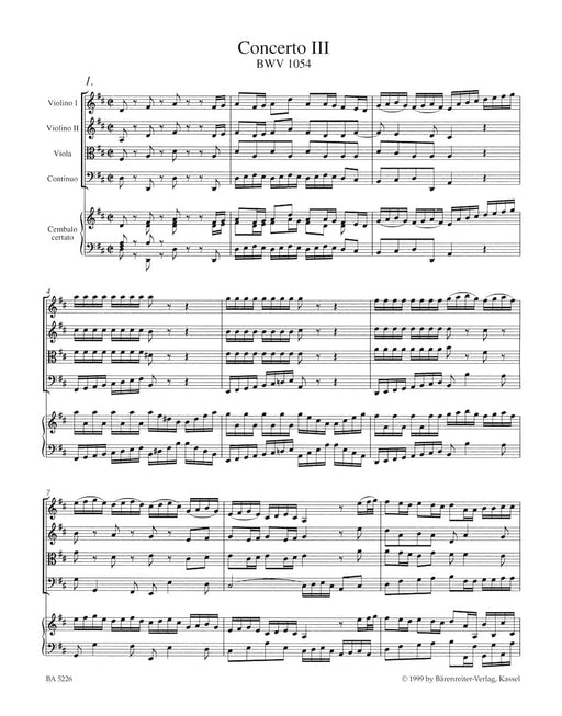 Concerto for Harpsichord and Strings Nr. 3 D major BWV 1054 巴赫約翰瑟巴斯提安 協奏曲 大鍵琴 弦樂 騎熊士版 | 小雅音樂 Hsiaoya Music