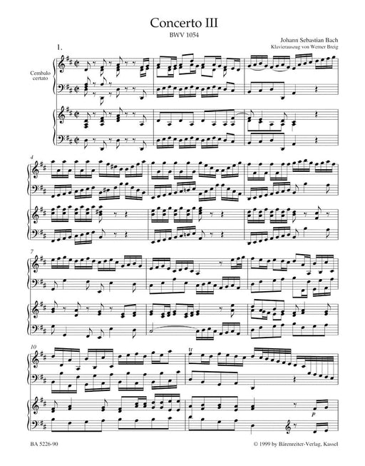 Concerto for Harpsichord and Strings Nr. 3 D major BWV 1054 巴赫約翰瑟巴斯提安 協奏曲 大鍵琴 弦樂 騎熊士版 | 小雅音樂 Hsiaoya Music