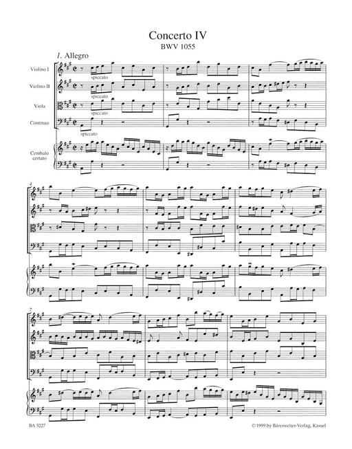 Concerto for Harpsichord and Strings Nr. 4 A major BWV 1055 巴赫約翰瑟巴斯提安 協奏曲 大鍵琴 弦樂 騎熊士版 | 小雅音樂 Hsiaoya Music
