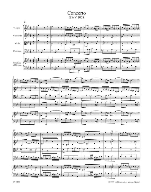 Concerto for Harpsichord and Strings G minor BWV 1058 巴赫約翰瑟巴斯提安 協奏曲 大鍵琴 弦樂 騎熊士版 | 小雅音樂 Hsiaoya Music
