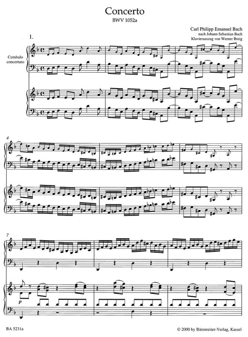 Harpsichord Concerto D minor BWV 1052a (based on Johann Sebastian Bach. First edition) 巴赫卡爾菲利普艾曼紐 大鍵琴協奏曲 騎熊士版 | 小雅音樂 Hsiaoya Music