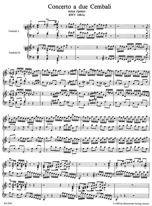 Concerto a due Cembali senza ripieno C-Dur BWV 1061a 巴赫約翰瑟巴斯提安 協奏曲 騎熊士版 | 小雅音樂 Hsiaoya Music