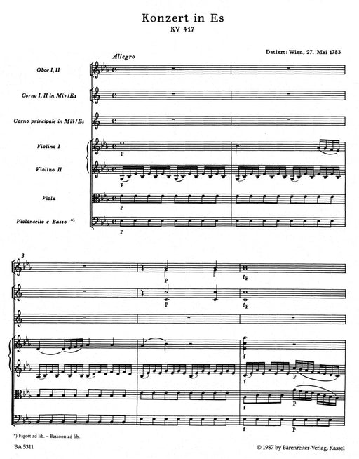 Concerto for Horn und Orchestra Nr. 2 E-flat major K. 417 莫札特 協奏曲 法國號 管弦樂團 騎熊士版 | 小雅音樂 Hsiaoya Music