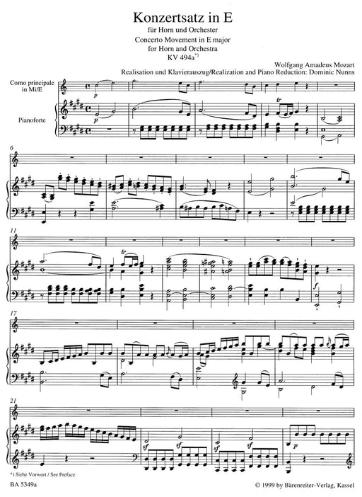 Konzertsatz für Horn und Orchester E-Dur KV 494a 莫札特 協奏曲 法國號 騎熊士版 | 小雅音樂 Hsiaoya Music