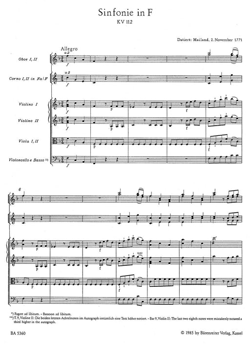 Symphony Nr. 13 F major K. 112 莫札特 交響曲 騎熊士版 | 小雅音樂 Hsiaoya Music