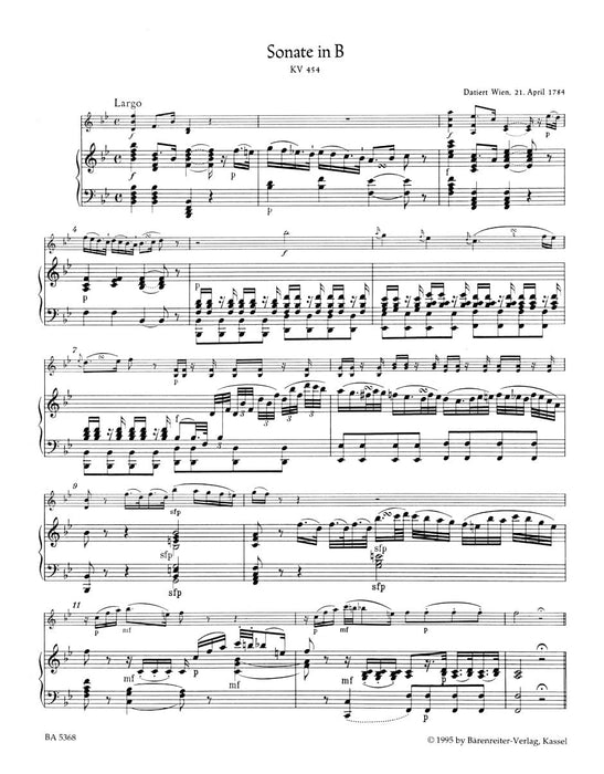 Sonate B-Dur -Bearbeitung der Violinsonate KV 454- Arrangement of the Sonata for Violin K. 454 莫札特 小提琴 編曲 奏鳴曲 小提琴 騎熊士版 | 小雅音樂 Hsiaoya Music