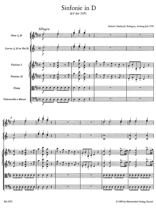 Symphony Nr. 11 D major K. 84 (73Q) 莫札特 交響曲 騎熊士版 | 小雅音樂 Hsiaoya Music