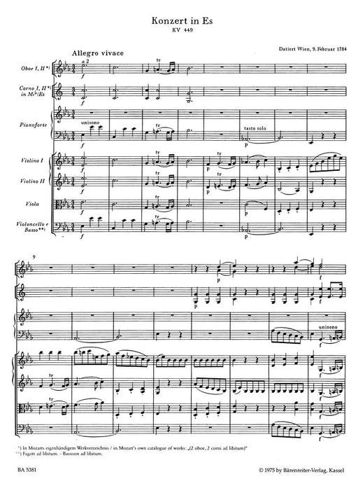 Concerto for Piano and Orchestra Nr. 14 E-flat major K. 449 莫札特 協奏曲 鋼琴 管弦樂團 騎熊士版 | 小雅音樂 Hsiaoya Music