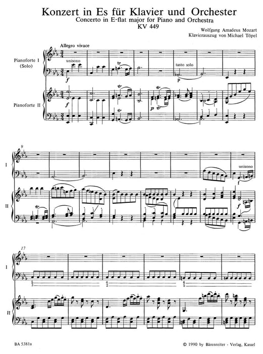 Concerto for Piano and Orchestra Nr. 14 E-flat major K. 449 莫札特 協奏曲 鋼琴 管弦樂團 騎熊士版 | 小雅音樂 Hsiaoya Music
