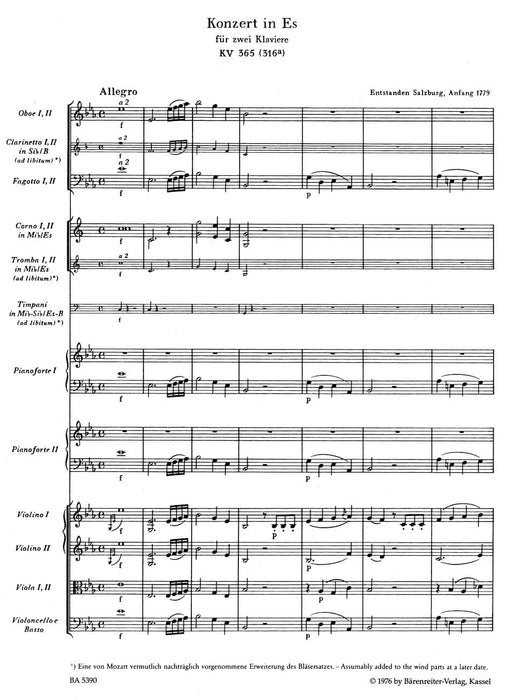 Concerto for two Pianos and Orchestra Nr. 10 E-flat major K. 365 (316a) 莫札特 協奏曲 鋼琴 管弦樂團 騎熊士版 | 小雅音樂 Hsiaoya Music