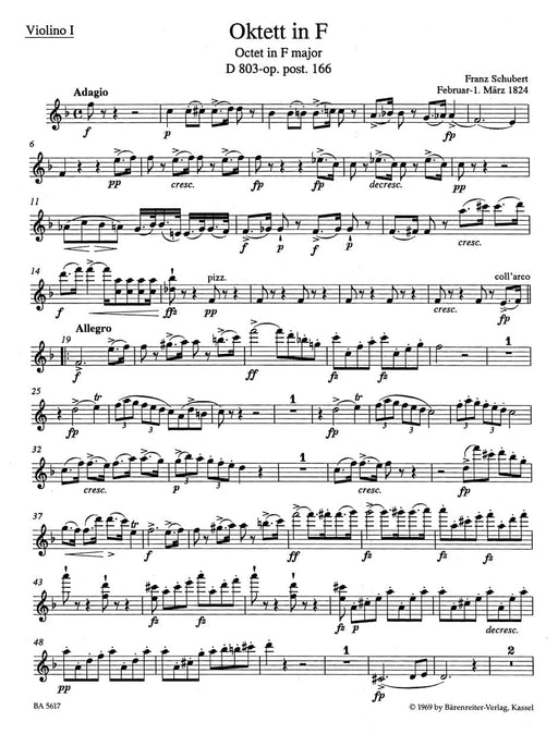 Octet F major op. post.166 D 803 舒伯特 八重奏 騎熊士版 | 小雅音樂 Hsiaoya Music