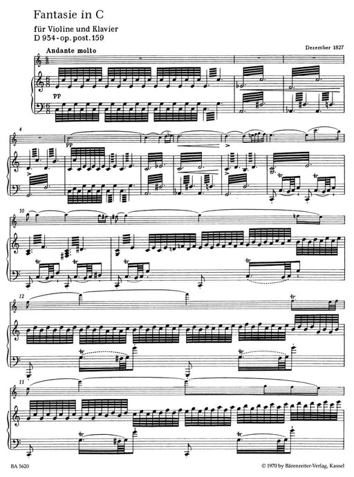 fantasie for Violin and Piano C major op. post. 159 D 934 舒伯特 幻想曲 小提琴 鋼琴 騎熊士版 | 小雅音樂 Hsiaoya Music