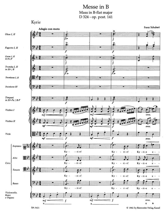 Missa B-flat major op. post.141 D 324 舒伯特 騎熊士版 | 小雅音樂 Hsiaoya Music