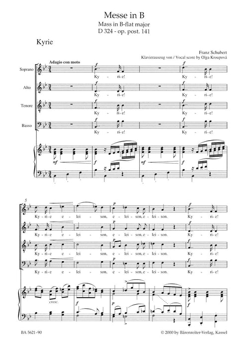 Missa B-flat major op. post.141 D 324 舒伯特 騎熊士版 | 小雅音樂 Hsiaoya Music