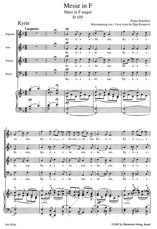 Missa F major D 105 舒伯特 騎熊士版 | 小雅音樂 Hsiaoya Music