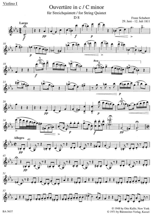Ouvertüre (Quintett) c-Moll D 8 舒伯特 五重奏 騎熊士版 | 小雅音樂 Hsiaoya Music