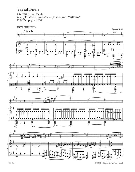 Variationen über "Trockne Blumen" für Flöte und Klavier op. post.160 D 802 (aus "Die schöne Müllerin") 舒伯特 詠唱調 美麗的磨坊少女 騎熊士版 | 小雅音樂 Hsiaoya Music