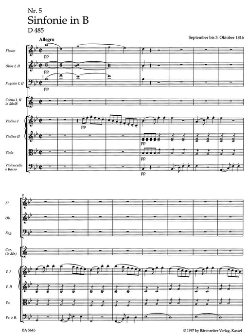 Symphony Nr. 5 B-flat major D 485 舒伯特 交響曲 騎熊士版 | 小雅音樂 Hsiaoya Music