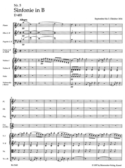 Symphony Nr. 5 B-flat major D 485 舒伯特 交響曲 騎熊士版 | 小雅音樂 Hsiaoya Music