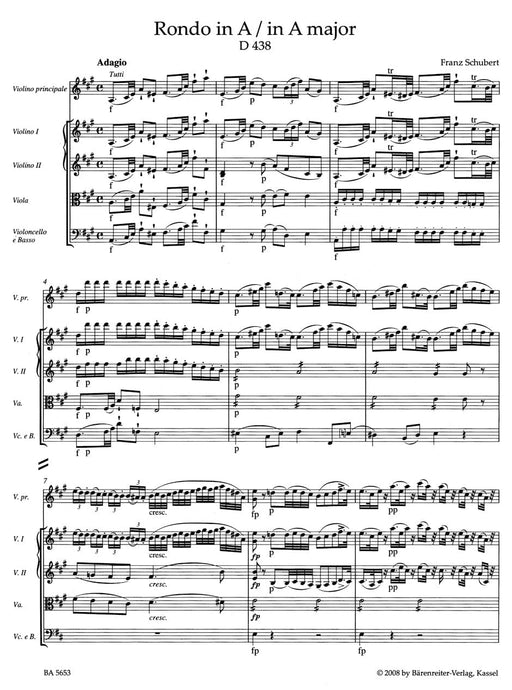Rondo for Violin and Strings in A major D 438 舒伯特 迴旋曲 小提琴 弦樂 騎熊士版 | 小雅音樂 Hsiaoya Music