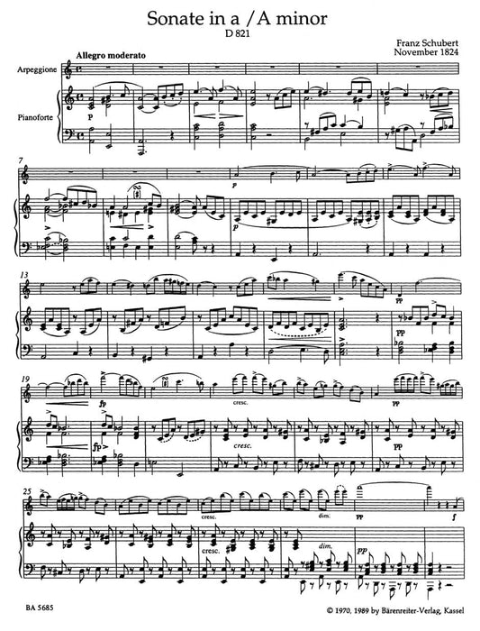 Sonate a-Moll D 821 "Arpeggione" -Ausgabe für Violoncello und Klavier- 舒伯特 大提琴 騎熊士版 | 小雅音樂 Hsiaoya Music