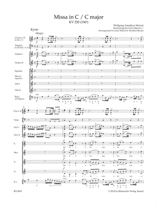 Missa C major K. 220 (196b) "Sparrow Mass" (Arranged for female choir SMezAA) 莫札特 彌撒曲 騎熊士版 | 小雅音樂 Hsiaoya Music