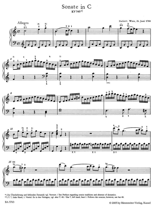 Sonate für Klavier C-Dur KV 545 "Facile" 莫札特 騎熊士版 | 小雅音樂 Hsiaoya Music