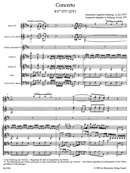 Concerto for Violin und Orchestra D-major K. 271a (271i) 莫札特 協奏曲 小提琴 管弦樂團 騎熊士版 | 小雅音樂 Hsiaoya Music