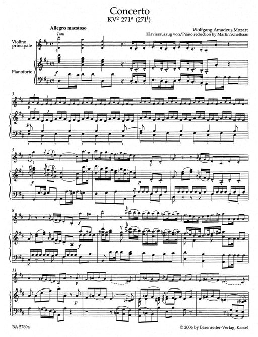 Concerto for Violin and Orchestra D major K?. 271a (271i) 莫札特 協奏曲 小提琴 管弦樂團 騎熊士版 | 小雅音樂 Hsiaoya Music