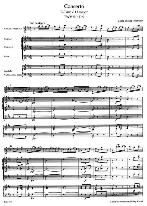 Concerto for Violin und Orchestra D-major TWV 51:D9 泰勒曼 協奏曲 小提琴 管弦樂團 騎熊士版 | 小雅音樂 Hsiaoya Music
