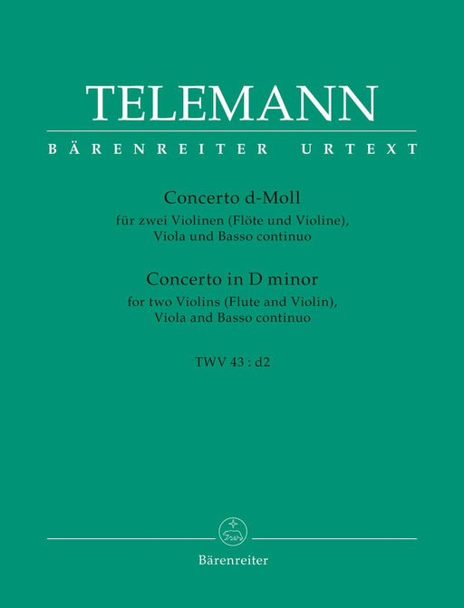 Concerto für two Violinen (Flöte und Violine), Viola und Basso continuo d-Moll TWV 43:d2 泰勒曼 協奏曲 小提琴 中提琴 騎熊士版 | 小雅音樂 Hsiaoya Music