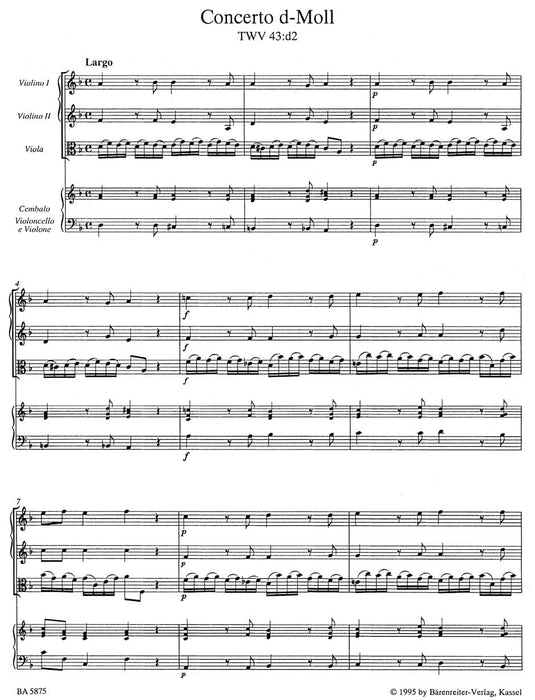 Concerto für two Violinen (Flöte und Violine), Viola und Basso continuo d-Moll TWV 43:d2 泰勒曼 協奏曲 小提琴 中提琴 騎熊士版 | 小雅音樂 Hsiaoya Music