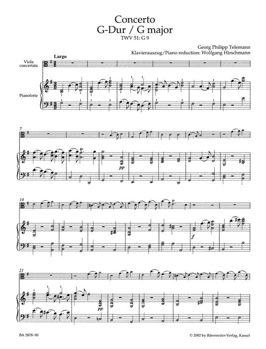 Concerto for Viola and Orchestra G major TWV 51:G9 泰勒曼 協奏曲 中提琴 管弦樂團 騎熊士版 | 小雅音樂 Hsiaoya Music